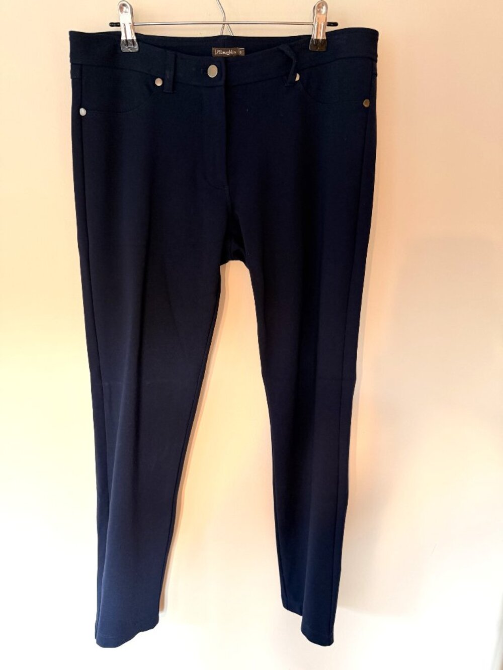 NWOT J. McLaughlin Navy Stretch Slim Five-Pocket Style Ankle Pants, Size 6